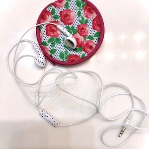 Black and White Polka Dot Headphones with Case,ir